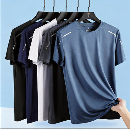 1 Uds. Camisetas de secado rápido para hombre, camisetas transpirables para correr, senderismo, pesca, camisetas cortas elásticas suaves para deportes al aire libre, camisetas cortas de verano